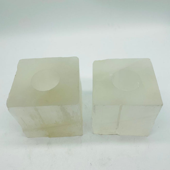 Selenite Square Crystal Candle Holder