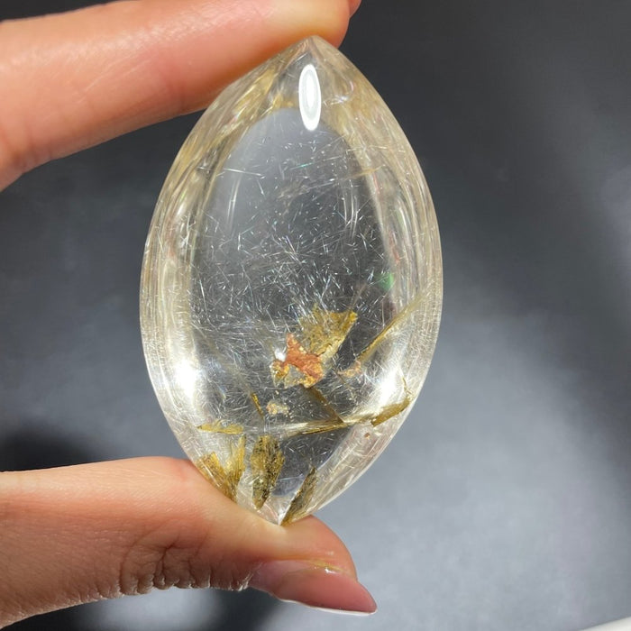 Silver Rutile Quartz Mixed Mica Horse Eye Marquise Shape