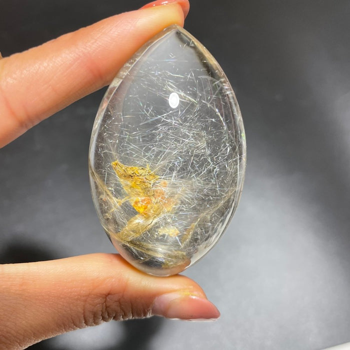 Silver Rutile Quartz Mixed Mica Horse Eye Marquise Shape