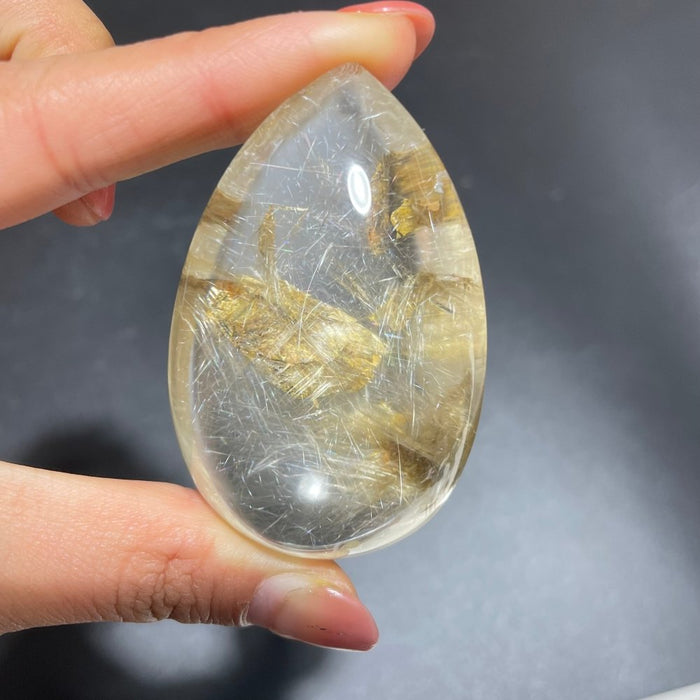 Silver Rutile Quartz Mixed Mica Teardrop Shape