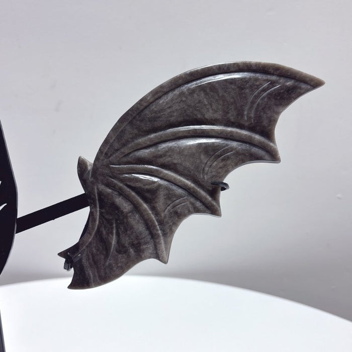 Silver Sheen Obsidian Bat Wing With Stand