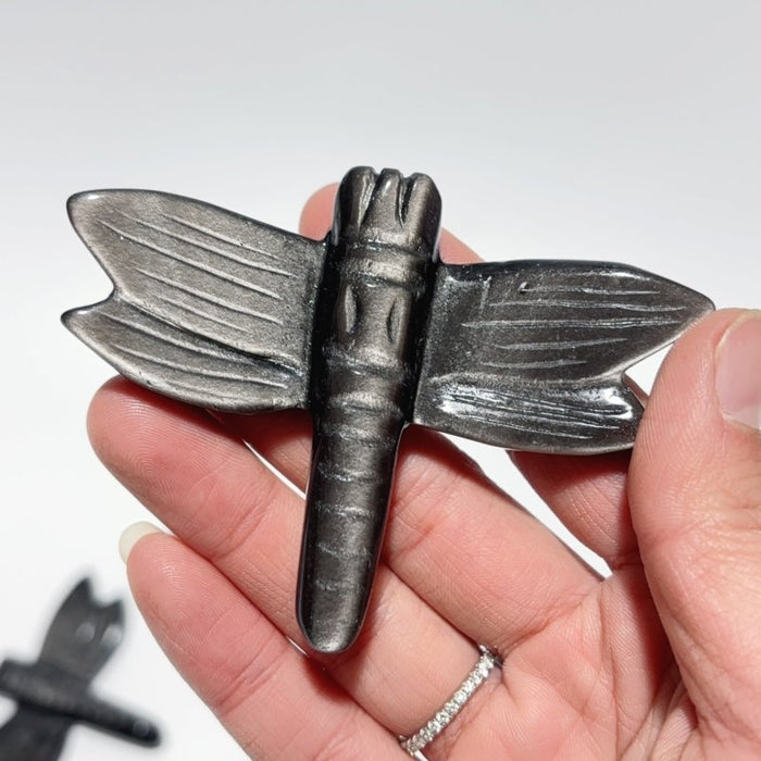 Silver Sheen Obsidian Dragonfly Carving Wholesale