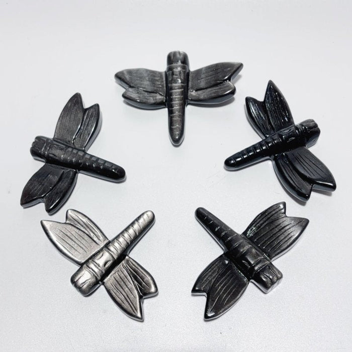 Silver Sheen Obsidian Dragonfly Carving Wholesale