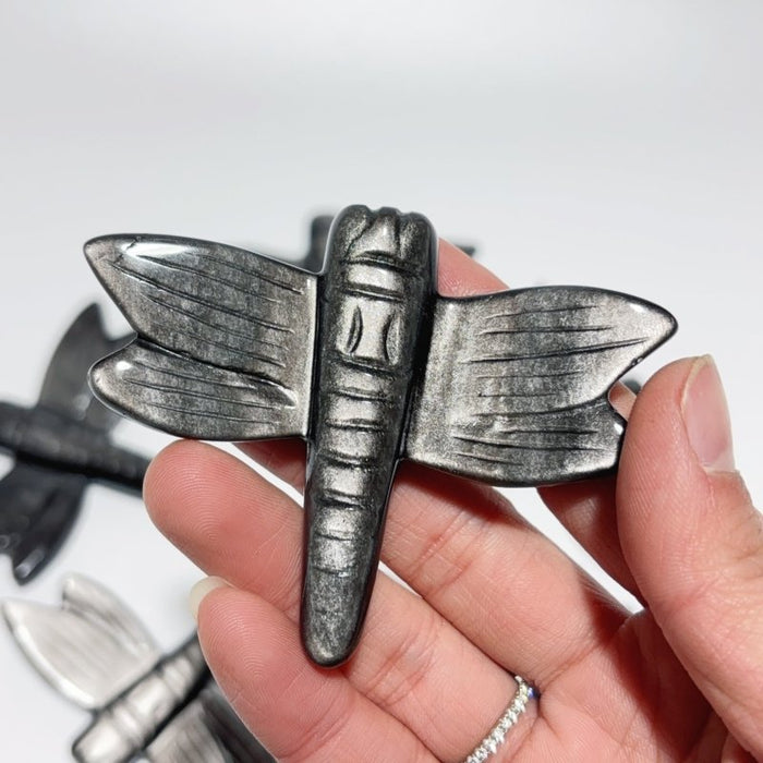 Silver Sheen Obsidian Dragonfly Carving Wholesale