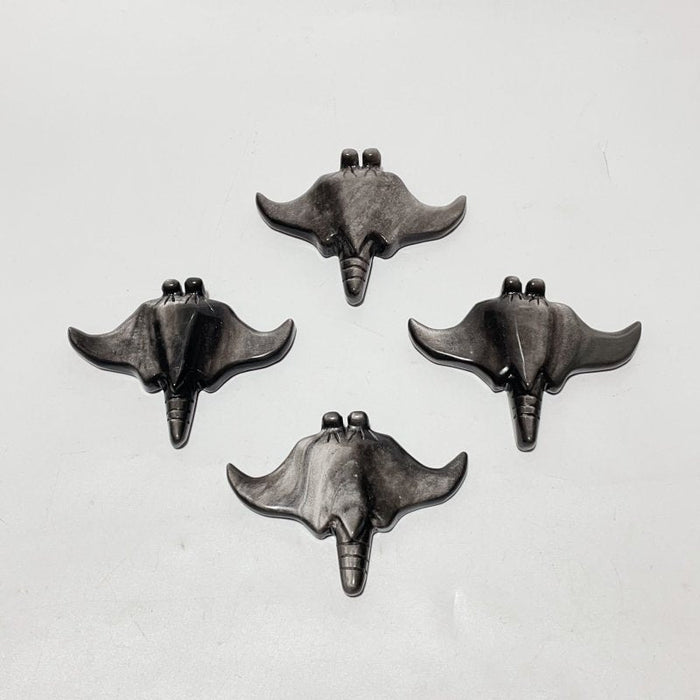 Silver Sheen Obsidian Manta Ray Carving Wholesale