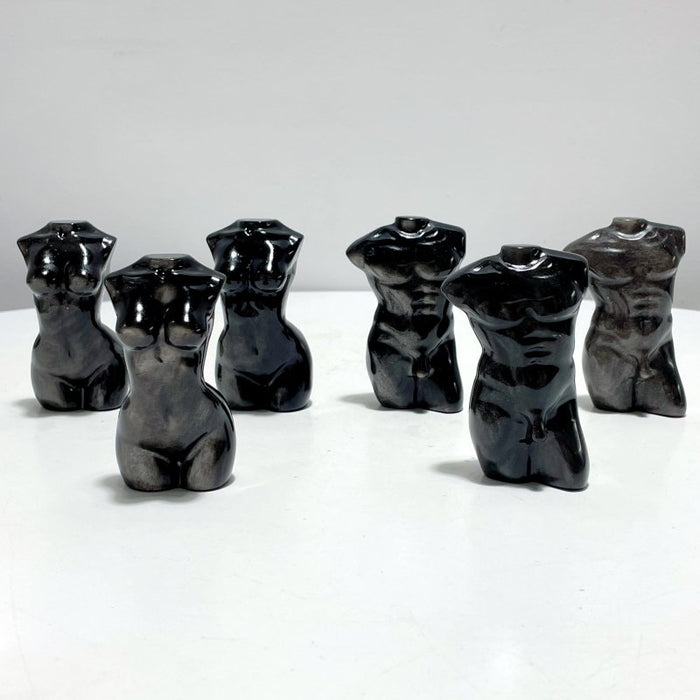Silver Sheen Obsidian Men And Women Model Body Goddess Carving Wholesale