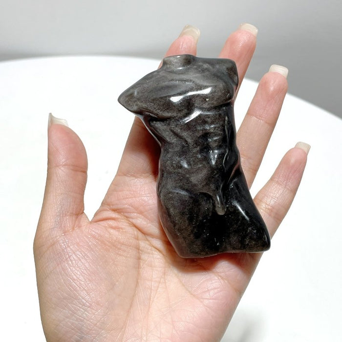 Silver Sheen Obsidian Men And Women Model Body Goddess Carving Wholesale