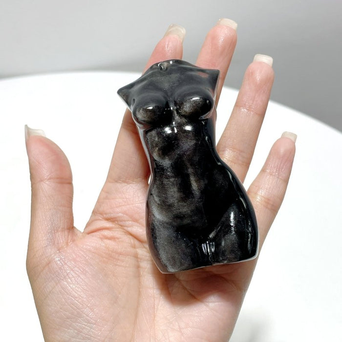 Silver Sheen Obsidian Men And Women Model Body Goddess Carving Wholesale