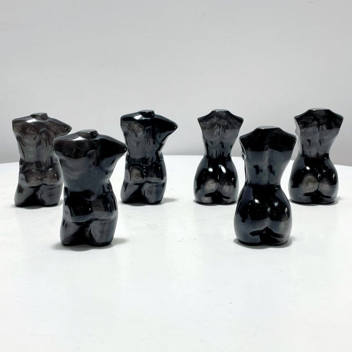 Silver Sheen Obsidian Men And Women Model Body Goddess Carving Wholesale