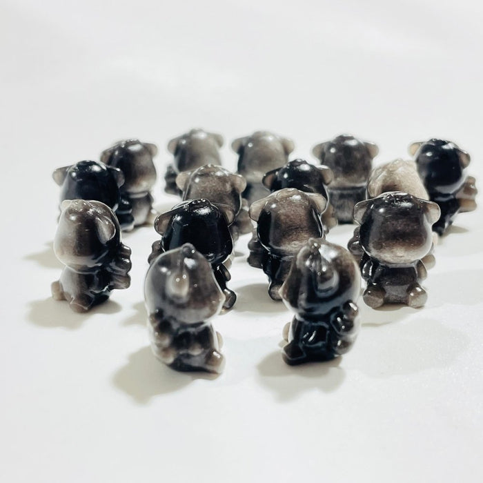 Silver Sheen Obsidian Mini Angel Bear Carving Wholesale