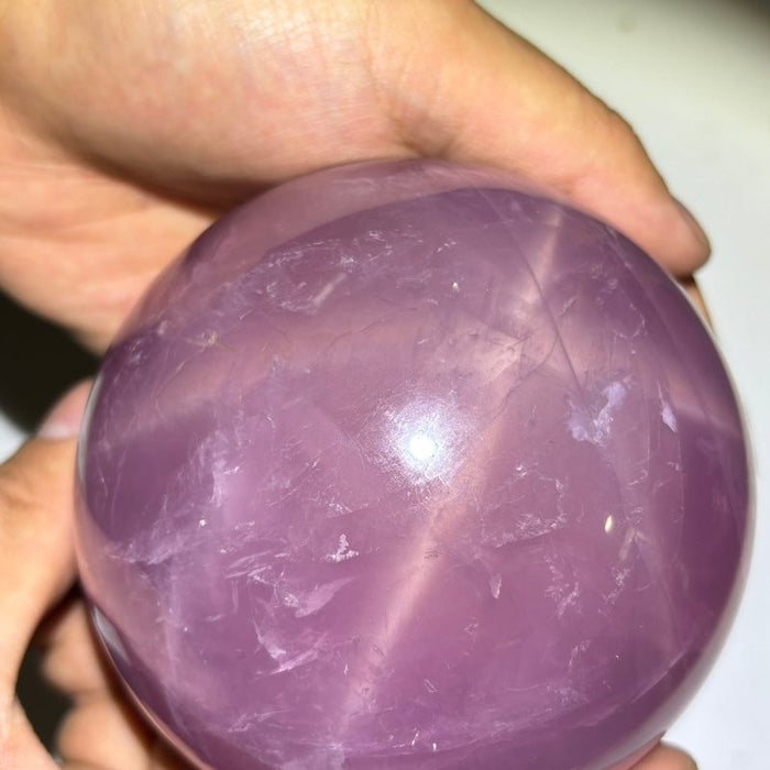 Six Star Line Deep Pink Rose Quartz Sphere