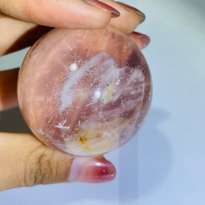 Six Star Line Rose Quartz Rabbit Hair Rutile Sphere