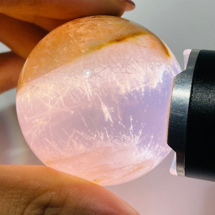Six Star Line Rose Quartz Rabbit Hair Rutile Sphere