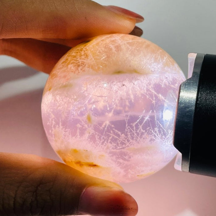 Six Star Line Rose Quartz Rabbit Hair Rutile Sphere
