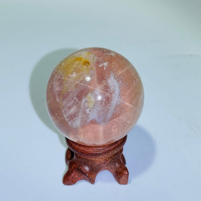 Six Star Line Rose Quartz Rabbit Hair Rutile Sphere