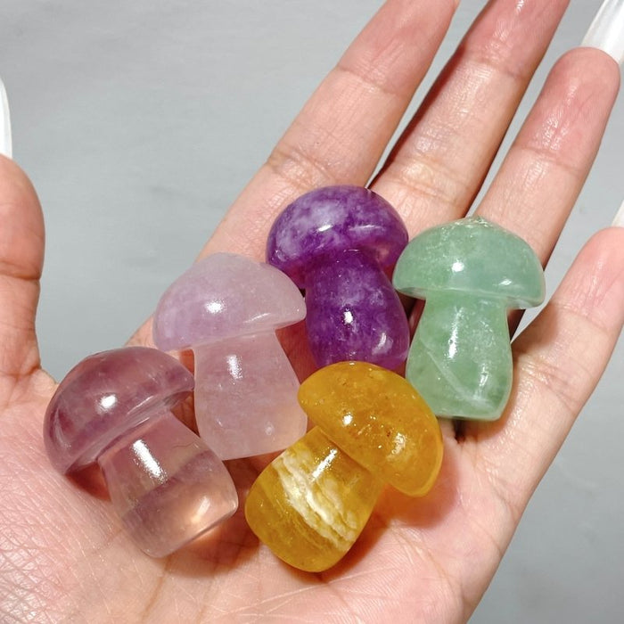 Small Colorful Fluorite Mushroom Carving Wholesale