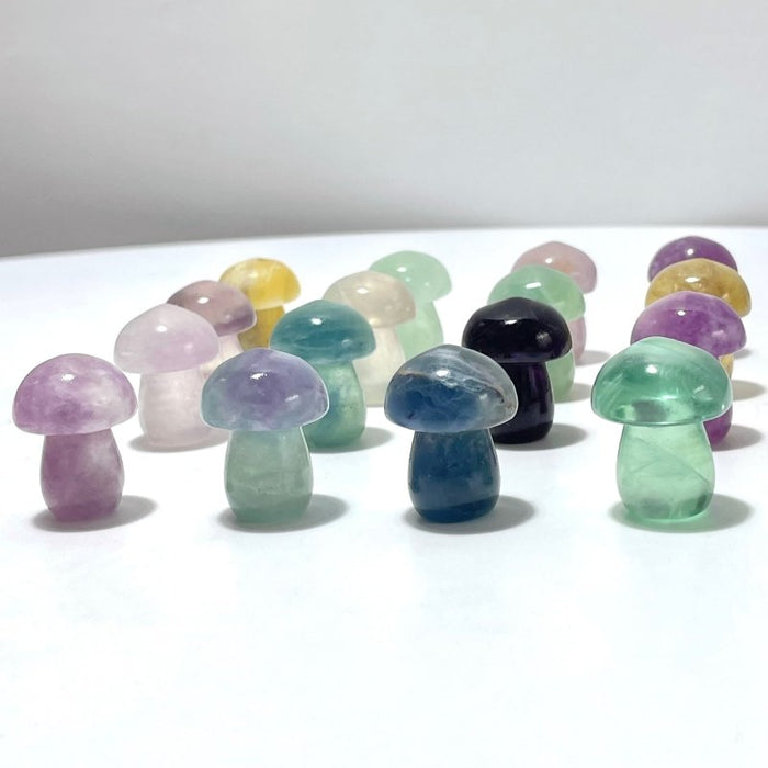 Small Colorful Fluorite Mushroom Carving Wholesale