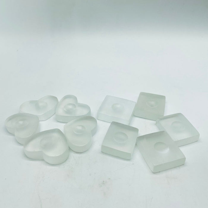 Small Square&Heart Selenite Sphere Stand Base Wholesale