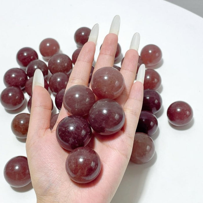 Small Strawberry Quartz Spheres Ball Crystal Wholesale