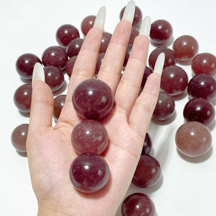 Small Strawberry Quartz Spheres Ball Crystal Wholesale