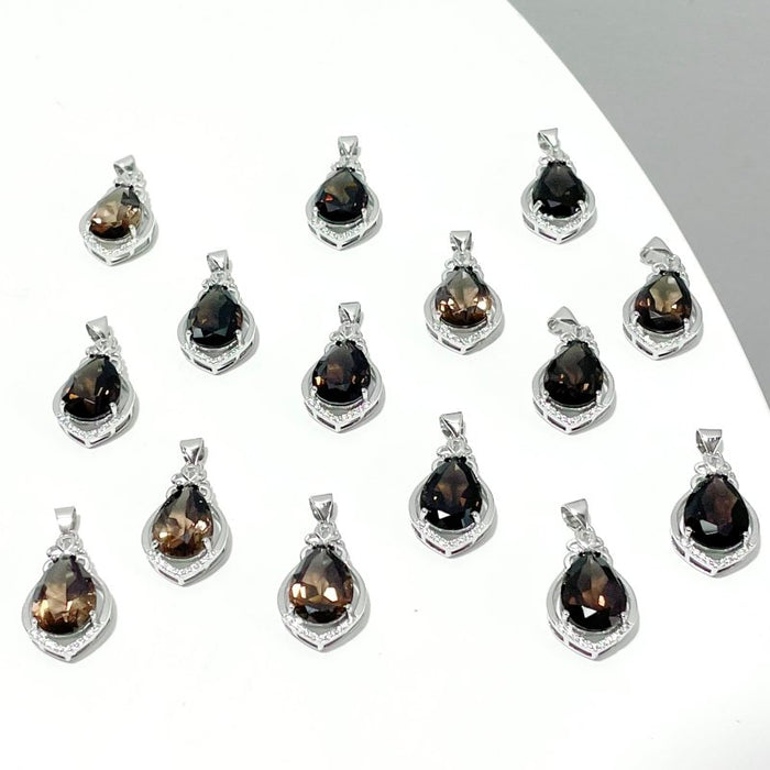 Smoky Quartz Teardrop Cut Faceted Pendant Wholesale #2