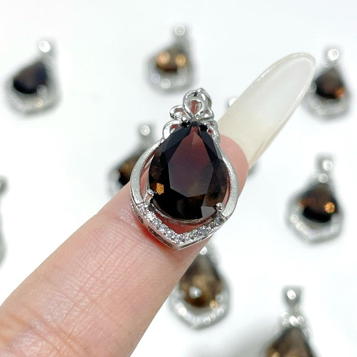 Smoky Quartz Teardrop Cut Faceted Pendant Wholesale #2