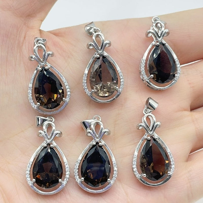 Smoky Quartz Teardrop Cut Faceted Pendant Wholesale #1