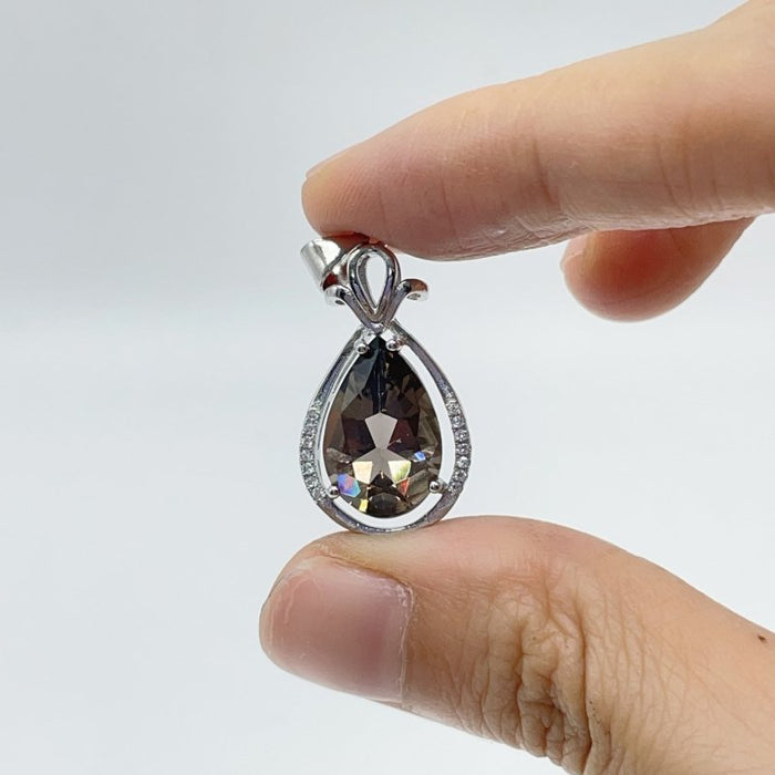 Smoky Quartz Teardrop Cut Faceted Pendant Wholesale #1