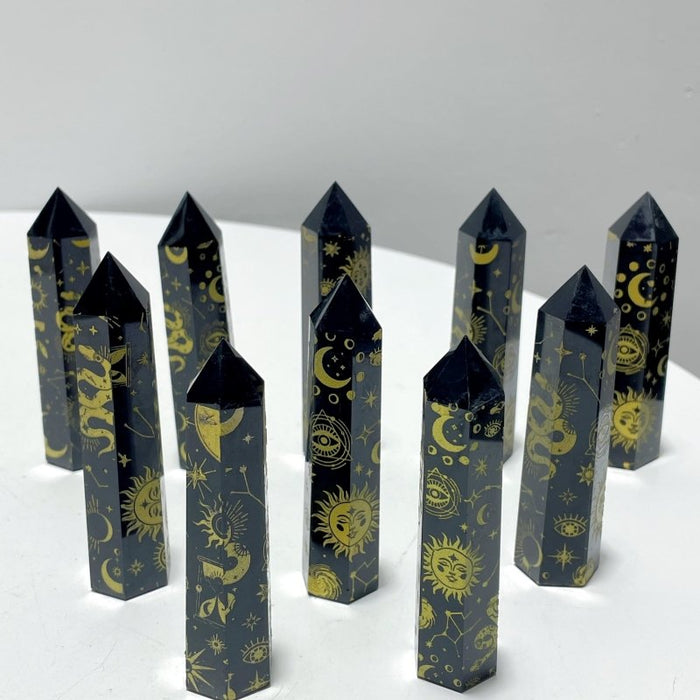 Snake And Sun Laser Printing Obsidian Tower Points Wholesale