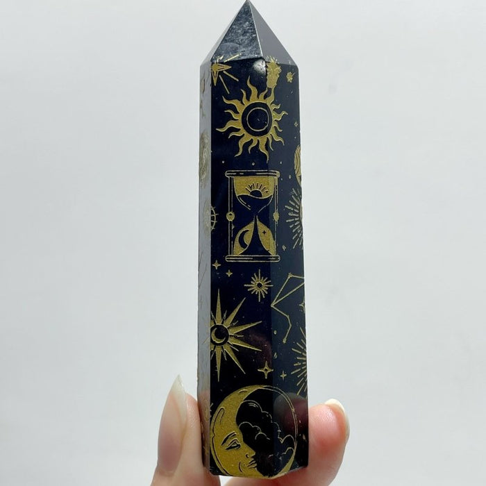 Snake And Sun Laser Printing Obsidian Tower Points Wholesale