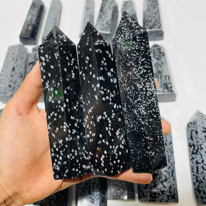 22 Pieces Large Snowflake Obsidian Tower Points
