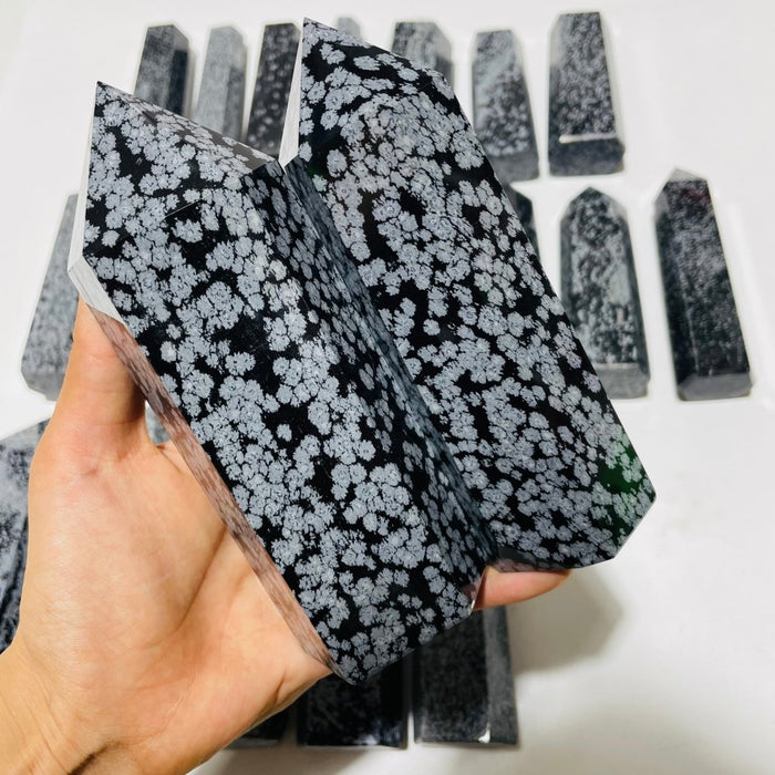 22 Pieces Large Snowflake Obsidian Tower Points
