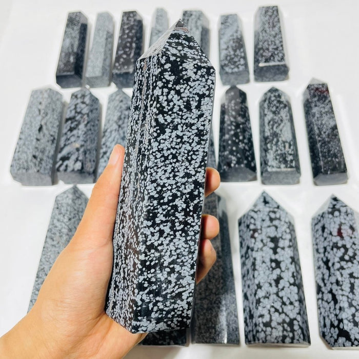 22 Pieces Large Snowflake Obsidian Tower Points