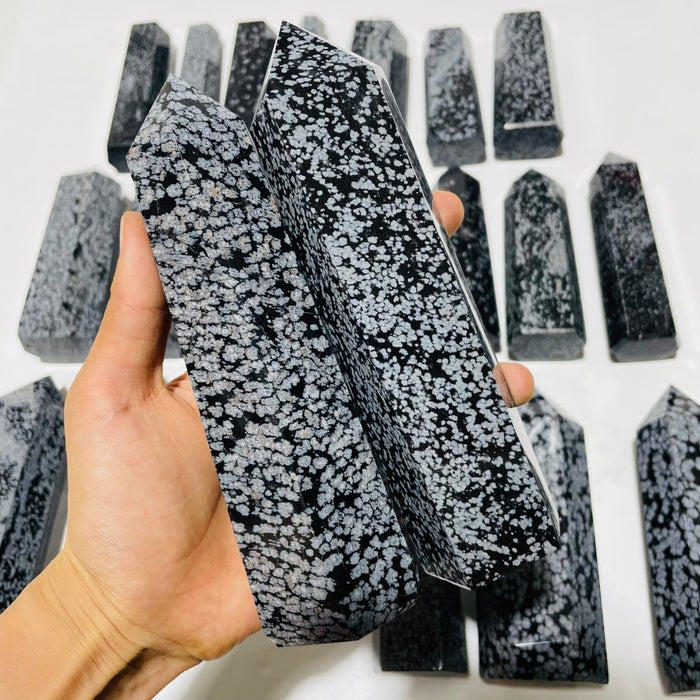 22 Pieces Large Snowflake Obsidian Tower Points