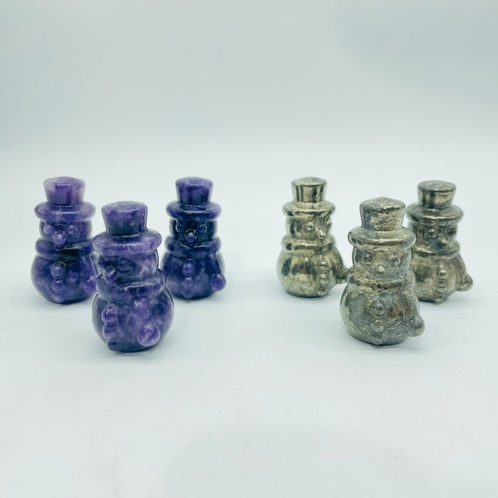 Snowman Carving Crystal Wholesale Pyrite Lepidolite