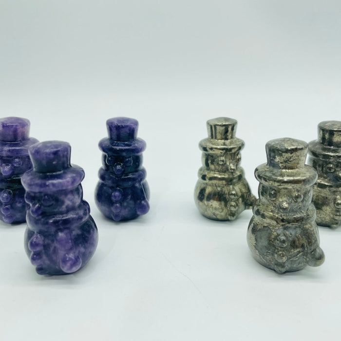 Snowman Carving Crystal Wholesale Pyrite Lepidolite