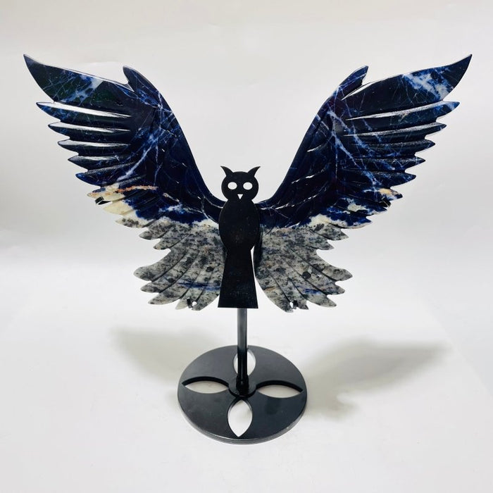 Sodalite Symmetry Wing Carving With Stand