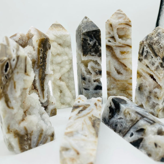 Sphalerite Geode Quartz Four-Sided Tower Point Wholesale