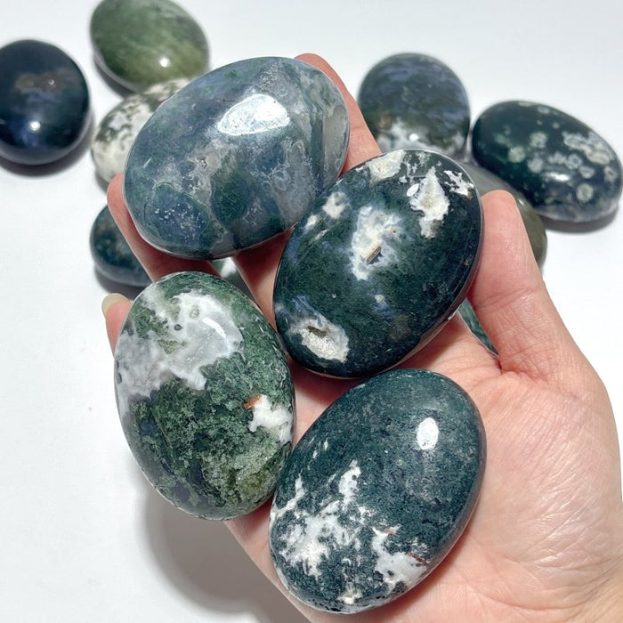 Standard Shape Moss Agate Palm Wholesale