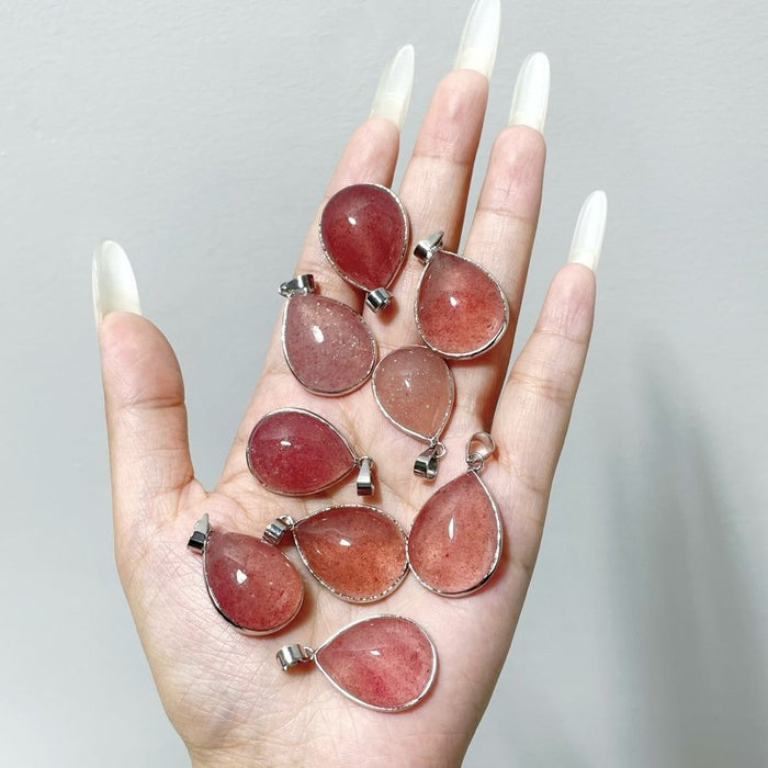 Strawberry Quartz Teardrop Shape Pendant Wholesale
