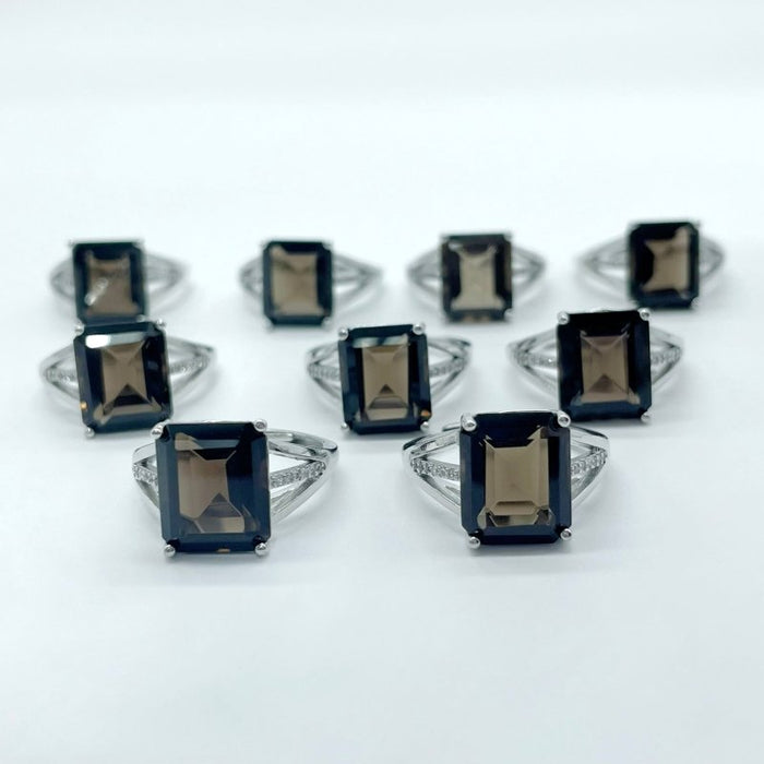 Sugar Cube Smoky Quartz Ring Wholesale