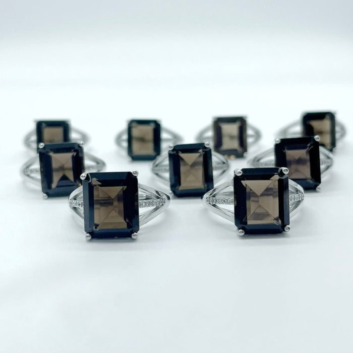 Sugar Cube Smoky Quartz Ring Wholesale