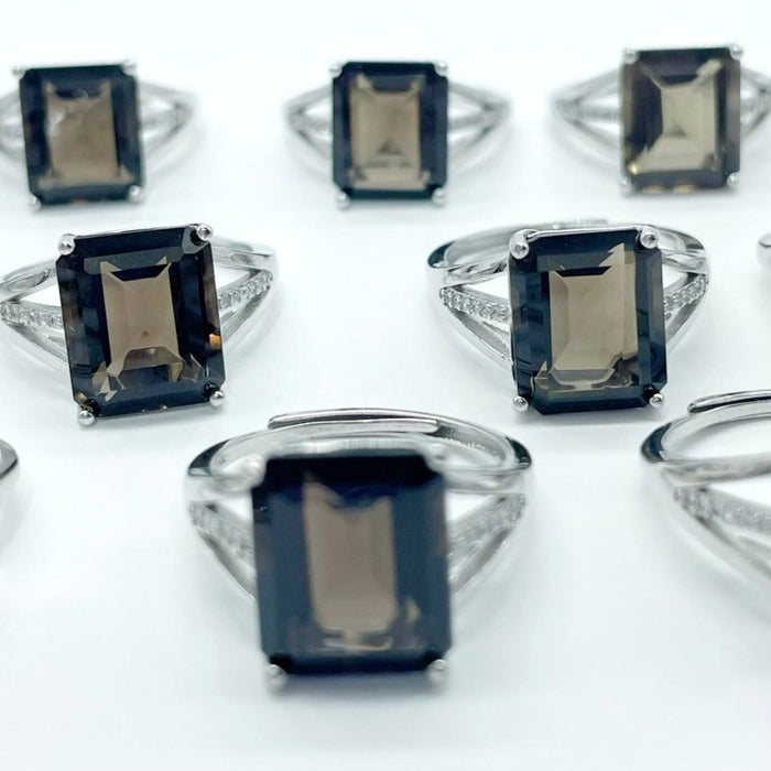 Sugar Cube Smoky Quartz Ring Wholesale