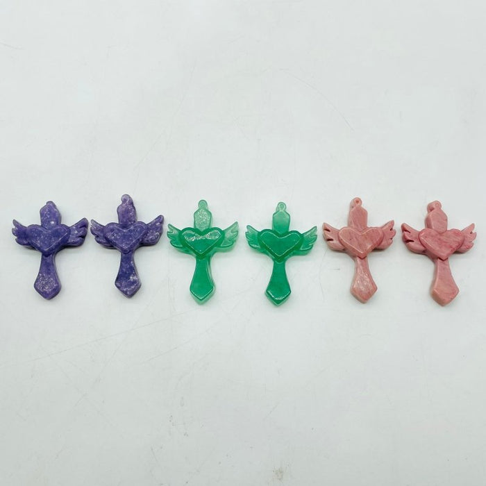 Sword With Wings Heart Shaped Stone Carving Wholesale Aventurine Lepidolite