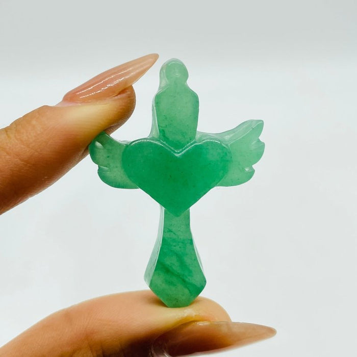 Sword With Wings Heart Shaped Stone Carving Wholesale Aventurine Lepidolite