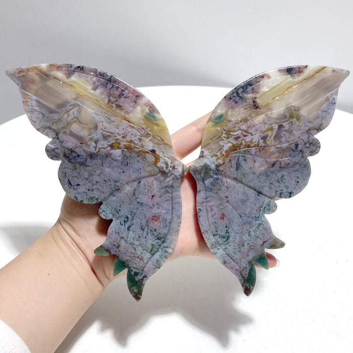 Symmetry Butterfly Wing With Stand Ocean Jasper