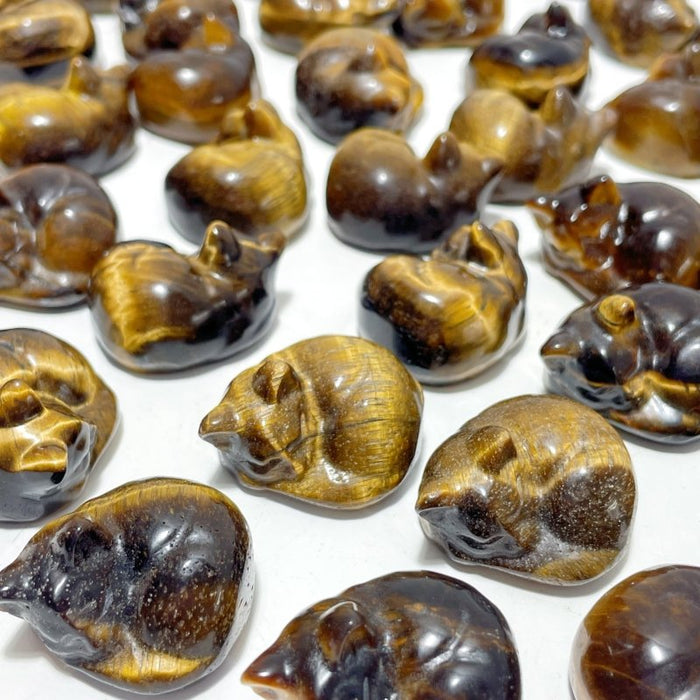 Tiger Eye Sleeping Cat Carving Wholesale