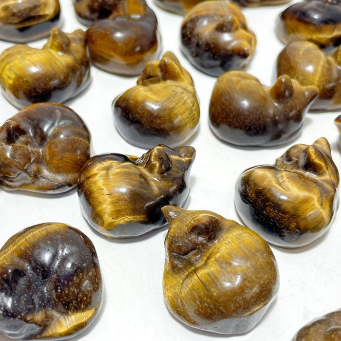 Tiger Eye Sleeping Cat Carving Wholesale