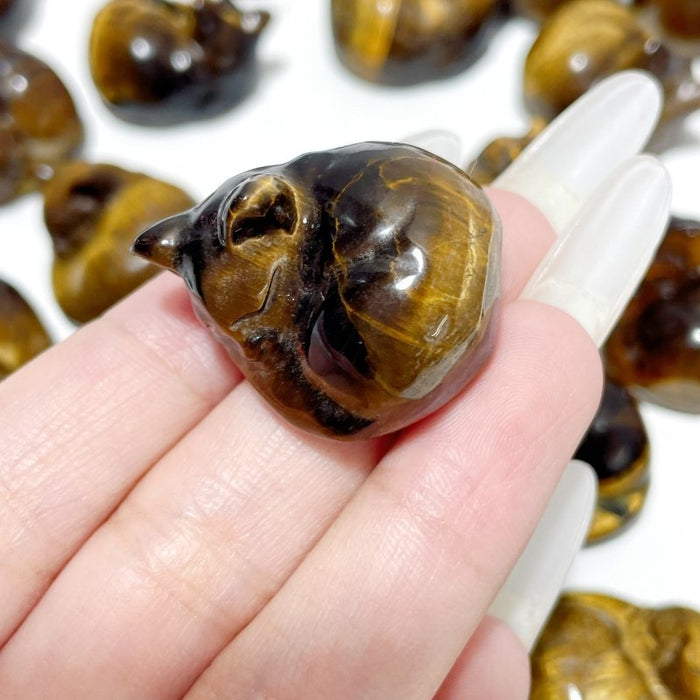 Tiger Eye Sleeping Cat Carving Wholesale
