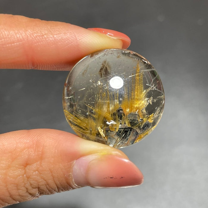 Titanium Flower Rutile Round Shape Pendant